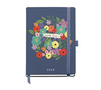 Miquelrius - Agenda annuel 2023 - Jour Page - Format Journal 122 x 168 mm - Couverture rigide - Reliure cousue - Espagnol, Anglais et Portugais - Fleurs