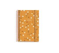 Miquelrius - Agenda annuel 2023 - Journée Page - Taille Caddy 80 x 120 mm - Couverture rigide - Reliure spirale- Catalan - Pois moutarde, MR39122