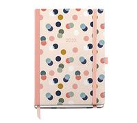 Miquelrius - Agenda annuel 2023 - Semaine vue - Taille plus 155 x 213 mm (environ A5) - Couverture rigide - Reliure cousue - Espagnol, Anglais et Portugais - Confettis