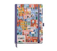 Miquelrius - Agenda annuel 2024, Jour Page, Taille Journal 122 x 168 mm, Couverture rigide, Reliure cousue, Fermeture avec caoutchouc, Espagnol, Anglais et Portugais, Village avec Stamping Argent