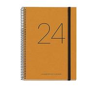 Miquelrius - Agenda annuel 2024, Recyclé, Semaine Vue Verticale, Taille Plus 155 x 213 mm, Couverture en carton recyclé, Reliure spirale, Fermeture avec caoutchouc, Catalan, Anglais et Portugais,