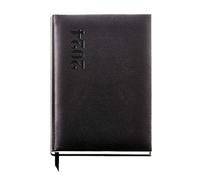 Miquelrius - Agenda annuel 2024, semaine vue verticale, taille plus 155 x 213 mm (similaire A5), couverture rigide rembourrée cousue, espagnol, anglais et portugais, noir