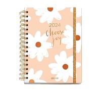 Miquelrius - Agenda Annuel 2024 Slow Life, Vue Semaine, Grand Format 155 x 213 mm (Similaire A5), Couverture Rigide, Reliure Spirale, Fermeture en Caoutchouc, Multilingue, Georgia May, Joy