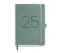 Miquelrius Agenda annuel 2025 155 x 213 mm avec couverture souple en similicuir cousu, fermeture élastique, poche intérieure, papier 80 g/m², catalan, anglais et portugais, vert