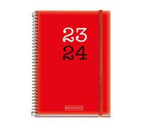 Miquelrius - Agenda Cours 23-24, Septembre 2023 à Août 2024, 12 mois, Taille 11,7 x 17,4 cm, Jour Page, College Rouge, Espagnol-Anglais