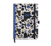 Miquelrius - Agenda journalier 2026 facile à transporter (122 x 168 mm), planification quotidienne, couverture rigide en carton, spirale, fermeture élastique, papier 80 g/m², ES-EN-PT, noir et bleu