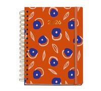 Miquelrius Agenda journalier 2026 format 160 x 218 mm, planification quotidienne, double spirale, couverture carton plastifié, papier 100 g/m², 6 langues, autocollants, collection Marguerita, Flourish