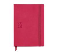 Miquelrius Agenda journalier 2026 journalier A5+ (155 x 213 mm), planification quotidienne, couverture cousue, papier 100 g/m², fermeture élastique et coupe teintée sur ton, ES-EN-PT, magenta