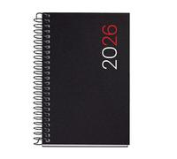 Miquelrius Agenda journalier 2026 - Petit et portable (80 x 120 mm) - Couverture souple en polypropylène - Spirale - Papier 80 g/m² - Planning quotidien CAT-EN-PT - Noir