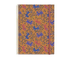 Miquelrius - Agenda journalier 2026, similaire A5+ (155 x 213 mm), planification quotidienne, couverture rigide en carton, spirale, fermeture élastique, papier 80 g/m², ES-EN-PT, léopard