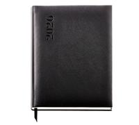 Miquelrius Agenda journalier 2026, un jour par page, grand format similaire A4 (210 x 270 mm), couverture rigide cousue en simili cuir, espagnol EN-PT, noir