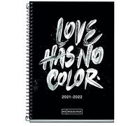 MIQUELRIUS - Agenda scolaire 2021-2022 - Dimensions PLUS 15 x 21,3 cm - Jour Page - Teen Color Love - Langue catalan