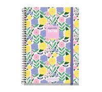 Miquelrius Agenda scolaire 2025/2026, 10 mois de septembre à juin, dimensions 155 x 215 mm, un jour par page, spirale métallique, couverture en carton doublé, fermeture avec élastique
