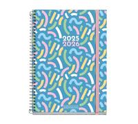 Miquelrius Agenda scolaire 2025/2026, 10 mois de septembre à juin, dimensions 155 x 215 mm, un jour par page, spirale métallique, couverture en carton doublé, fermeture avec élastique