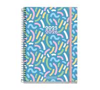 Miquelrius Agenda scolaire 2025/2026, 10 mois de septembre à juin, dimensions 155 x 215 mm, un jour par page, spirale métallique, couverture en carton doublé, fermeture avec caoutchouc