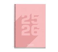 Miquelrius - Agenda scolaire 2025/2026, planificateur 10 mois : septembre à juin, dimensions 150 x 213 mm, 1 jour par page, couverture en carton doublé, spirale métallique, espagnol-anglais