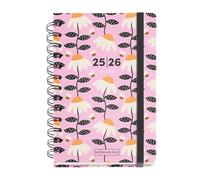 Miquelrius Agenda scolaire 2025/2026, planificateur de septembre à août, dimensions 123 x 178 mm, vue hebdomadaire, double spirale, autocollants, couverture en carton doublé, fermeture avec caoutchouc