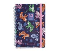 Miquelrius Agenda scolaire 2025/2026, planificateur de septembre à août, dimensions 123 x 178 mm, vue hebdomadaire, double spirale, autocollants, couverture en carton doublé, fermeture avec caoutchouc