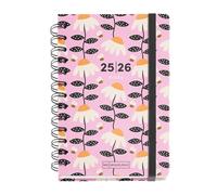 Miquelrius Agenda scolaire 2025/2026, planificateur de septembre à août, taille 125,5 x 178 mm, un jour par page, double spirale, autocollants, couverture en carton doublé, fermeture avec élastique