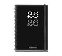 Miquelrius Agenda scolaire 2025/2026, planification 12 mois : de septembre à août, dimensions 117 x 174 mm, 1 jour par page, couverture en polypropylène opaque, fermeture avec élastique