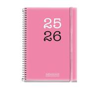 Miquelrius Agenda scolaire 2025/2026, planification 12 mois : de septembre à août, dimensions 117 x 174 mm, 1 jour par page, couverture en polypropylène opaque, fermeture avec élastique