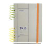 Miquelrius Agenda scolaire 2025/2026 Septembre à août, dimensions 160,5 x 218 mm, vue hebdomadaire, double spirale bicolore, couverture rigide, fermeture à élastique, Catalan-Anglais-Portugais