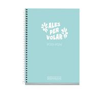 Miquelrius - Agenda scolaire 23-24, septembre 2023 à juin 2024, taille 11,7 x 17,4 cm, jour page, phrase bleue, catalan-anglais