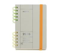 Miquelrius - Agenda scolaire 25-26, Septembre 2025 à août 2026, 123 x 178 mm, Vue semaine, Double spirale bicolore, Couverture rigide, Fermeture en caoutchouc, Autocollants, Espagnol-Anglais-Portugais