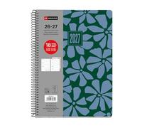 Miquelrius Agenda scolaire semainier 18 mois de juillet 2026 à décembre 2027, format A5+ (15,5 x 21,3 cm), deux pages autocollantes, spirale métallique, couverture rigide en carton, espagnol EN-PT