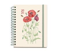 Miquelrius Agenda semainier 2026, aspect similaire A5+ (160 x 218 mm), planification hebdomadaire, double spirale, couverture cartonnée, papier 100 g/m², 6 langues, autocollants, motif entredos