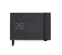 Miquelrius Agenda semainier 2026 de poche (105 x 74 mm), couverture souple imitation cuir cousu, papier 80 g/m², ES-EN-PT, noir
