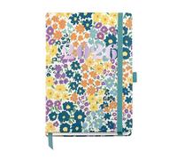 Miquelrius Agenda semainier 2026 facile à transporter (122 x 168 mm), couverture rigide en carton, spirale, fermeture élastique, papier 80 g/m², CAT-EN-PT, fleurs