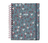 Miquelrius Agenda semainier 2026 format A5+ (160 x 218 mm), double spirale, couverture cartonnée, papier 100 g/m², planning hebdomadaire, 6 langues, autocollants, motif Arno Dufour, bambou