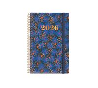 Miquelrius Agenda semainier 2026 format A6+ (117 x 182 mm), couverture rigide en carton, spirale, fermeture élastique, papier 80 g/m², ES-EN-PT, Daisies
