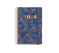 Miquelrius Agenda semainier 2026, petit et portable (80 x 120 mm), couverture rigide en carton, spirale, fermeture élastique, papier 80 g/m², CAT-EN-PT, Daisies