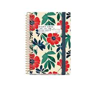 Miquelrius Agenda semainier 2026, petit et portable (80 x 120 mm), couverture rigide en carton, spirale, fermeture élastique, papier 80 g/m², catalan EN-PT, Anémone