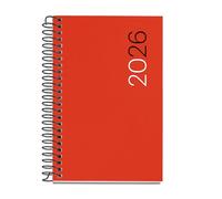 Miquelrius Agenda semainier 2026, petit et portable (80 x 120 mm), couverture souple polypropylène, spirale, papier 80 g/m², planificateur hebdomadaire, ES-EN-PT, couleur rouge