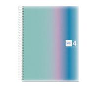 Miquelrius A4 Cahier A4, quadrillé 5 mm, 120 feuilles de 70 g/m², 4 bandes colorées, spirale micro-perforée, couverture en polypropylène, 4 trous, Notebook A4 Aurora Santorini