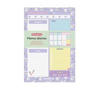 Miquelrius Back2Fun - Agenda journalier vertical format 150 x 220 mm, agenda intemporel A5, collé, 60 feuilles, 4 designs de pages, papier 90 g/m², espagnol