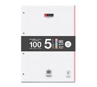 Miquelrius Bloc de recharge de feuilles 5 bandes de couleurs pastel, 100 feuilles à points Format A4 Papier de 90 g Avec 4 trous