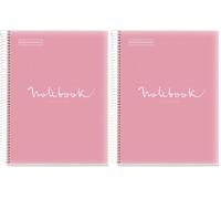 Miquelrius Bloc Notebook à spirale A4 couverture polypro Grands carreaux Seyès perforé rose (Lot de 2)