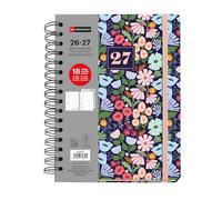 Miquelrius Bloom Agenda scolaire semainier 18 mois 2026/2027 Format A5+ | 18 mois, 15,5 x 21,3 cm, double poche intérieure, marque-page et autocollants, espagnol EN-PT