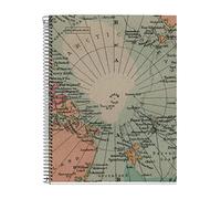 Miquelrius Cahier 100 pour cent recyclé 1 bande de couleur A4 80 feuilles quadrillées 5 mm Papier 80 g 4 trous Couverture en carton recyclé Motif Ecomaps