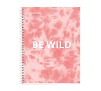 Miquelrius - Cahier à couverture rigide en carton, A4, 4 bandes colorées, 120 feuilles quadrillées de 90 grammes, 4 trous, Tie Dye Rose