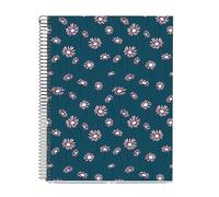 Miquelrius - Cahier à reliure spirale A4, 100 feuilles lignées de 70 g/m², Couverture en carton rigide, 4 bandes de couleur, 4 trous, Carnet ligné, Bleu