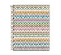 Miquelrius Carnet A5 (148 x 210 mm), rayures horizontales 7 mm, 120 feuilles de 70 g/m², couverture en carton, 4 bandes de couleur, spirale cuivre, collection Feeling Mallorca, Zigzag