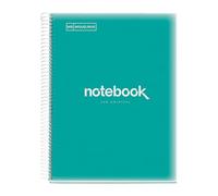 Miquelrius - Carnet de notes A4 Emotions, 1 Bande de Couleur, 80 Feuilles Quadrillées 5 mm, Papier 90 g/m², 4 Trous, Couverture Polypropylène, Couleur Turquoise