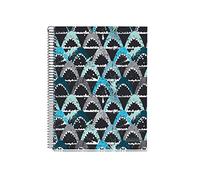 Miquelrius Cahier A4, 140 feuilles 70 g/m², quadrillage 5 x 5 mm, 4 bandes de couleur, couverture rigide plastifiée, motif Shark