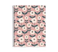 Miquelrius - Cahier A4 (210 x 297 mm), 100 feuilles lignées de 70 g/m², couverture en carton rigide, 4 bandes de couleur, spirale, 4 trous, carnet ligné, jolie papeterie, rose