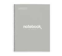 Miquelrius - Cahier A4 à spirale, Notebook Emotions, 80 Feuilles microperforée 90 g/m², Lignes 7 mm, 1 Bande Couleur, Cahier Ligné, Couverture Rigide, 4 Trous, Gris